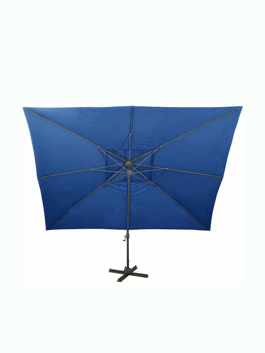 Umbrelă Suspendată Pătrată Din Aluminiu Albastru Azur 4x3m