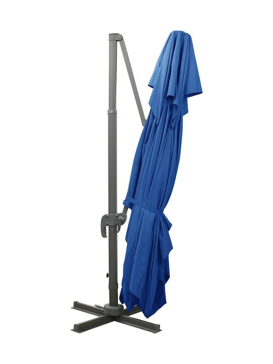 Umbrelă Suspendată Pătrată Din Aluminiu Albastru Azur 4x3m