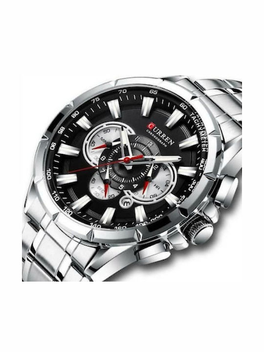 Curren Men's Watch 45mm Chronograph Battery with Metal Bracelet Black/Silver