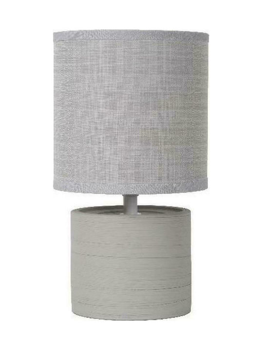 Lucide Lightning Greasby Ceramic Table Lamp for Socket E14 with Beige Shade and Gray Base