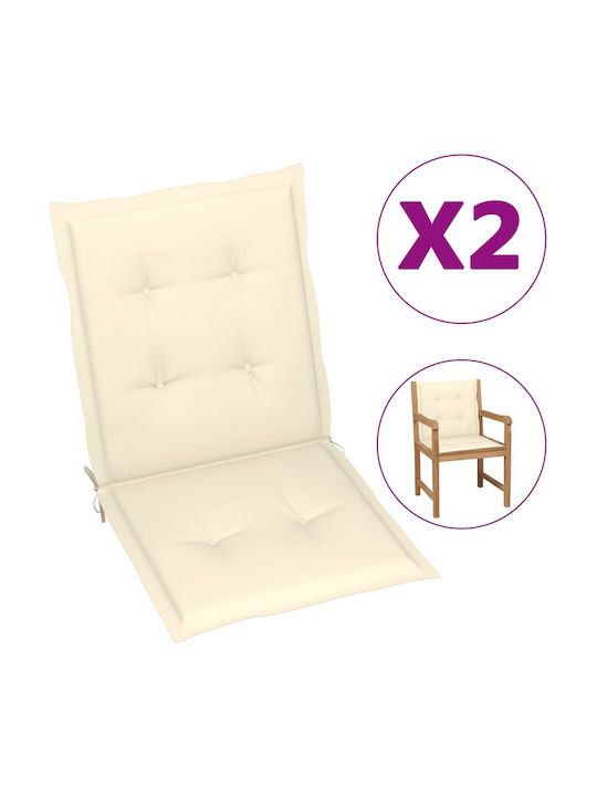 vidaXL Garden Chair Cushion with Back Ecru 2pcs 100x50cm.