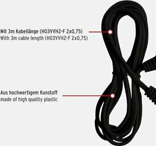 Brennenstuhl BCR2030 Extension Cable Cord 2 x 0.75mm²/3m Black