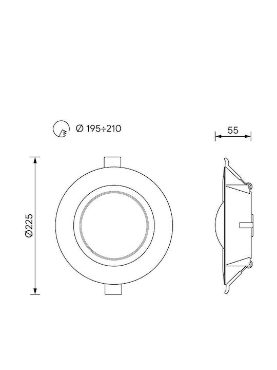 Kobi Στρογγυλό Χωνευτό LED Panel 18W με Φυσικό Λευκό Φως 4000K 22.5εκ.