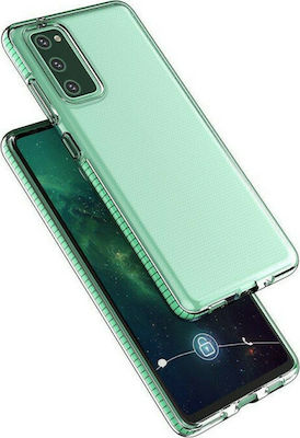 Hurtel Spring Umschlag Rückseite Silikon 1mm Transparent / Turquoise (Redmi Note 10 / 10s / Poco M5s)