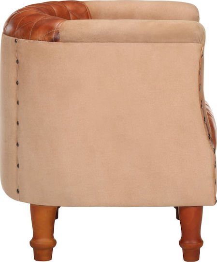 Sessel aus echtem Leder Coffee 60x57x64cm