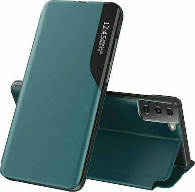 Hurtel Eco Leather View Buchen Sie Synthetisches Leder / Kunststoff Grün (Galaxy S21+ 5G)