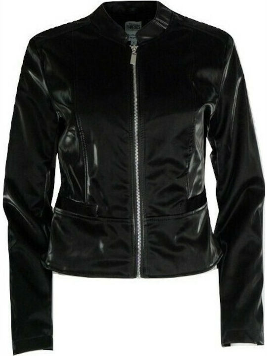 Δερμάτινο Γυναικείο Biker Jacket Μαύρο
