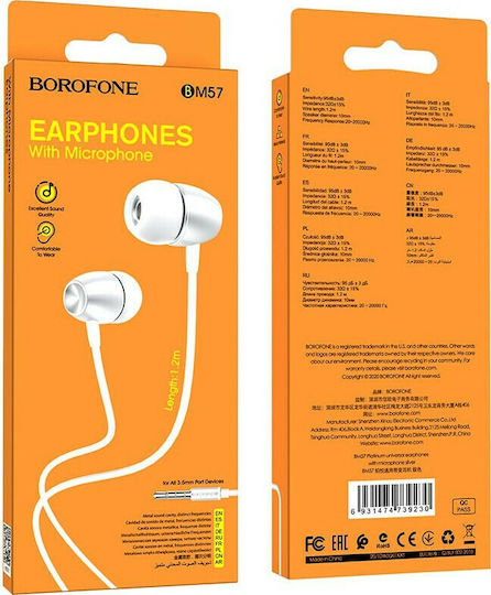 Borofone BM57 Platinum In-ear Handsfree with 3.5mm Connector Silver