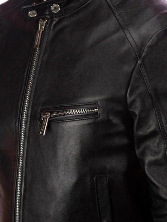Δερμάτινο Μπουφάν Biker Μαύρο