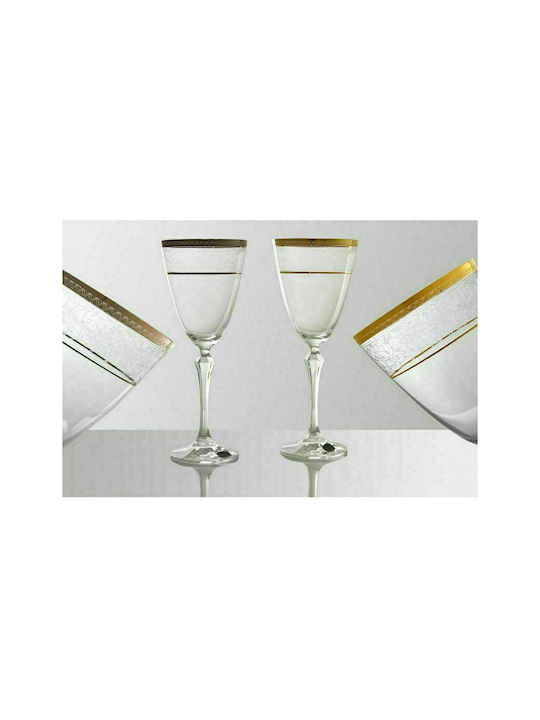 Bohemia Elisabeth Set of Glasses Water made of Crystal Gold Stemmed 350ml 0002158 6pcs