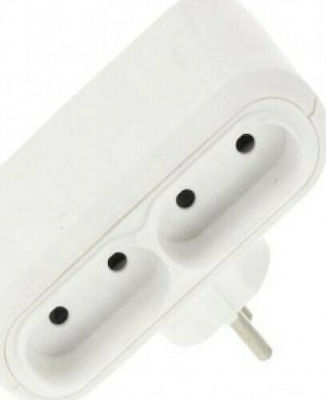 Com 2-Outlet T-Shaped Wall Plug White