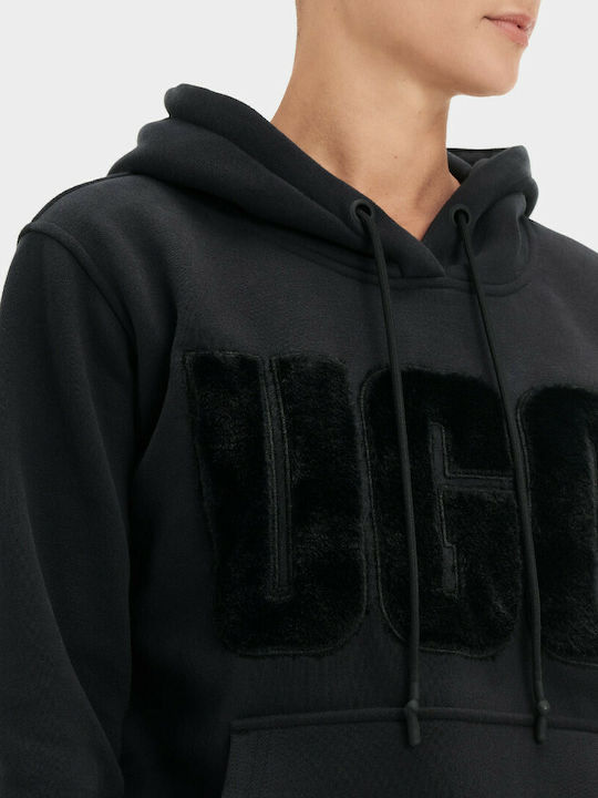 Rey Fuzzy Logo Women's Sweatshirt Hooded Black