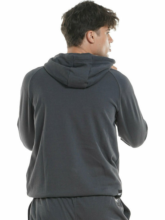 Body Action Men's Sweatshirt Jacket with Hood and Pockets Iron