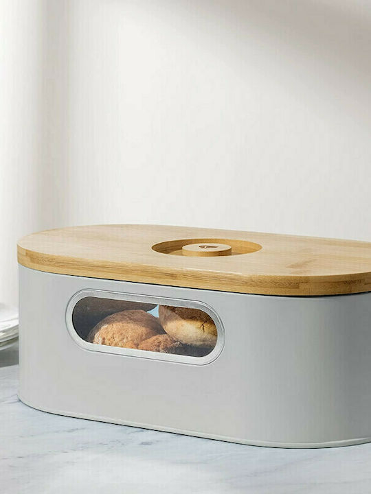 Navaris Metallic Bread Box with Lid Taupe 33.5x19.5x13cm