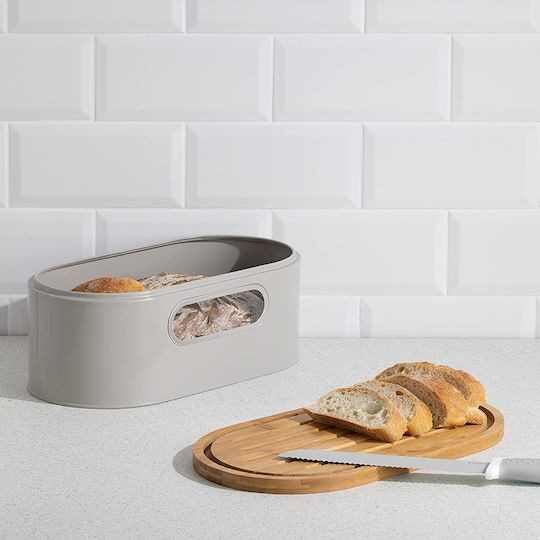 Navaris Brotbox mit Deckel Metallisch Taupe 33.5x19.5x13cm