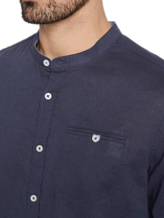 Long-sleeved Linen Shirt Navy Eclipse
