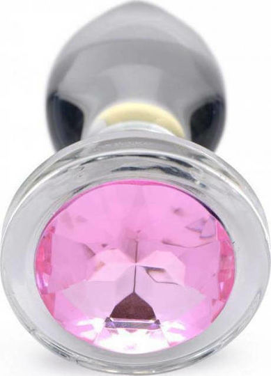 Booty Sparks Pink Gem Glass Πρωκτικές Σφήνες Σετ Large Ασημί