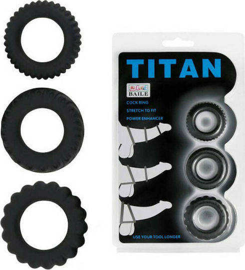 Baile Titan 3 In 1 Silicone Rings Black