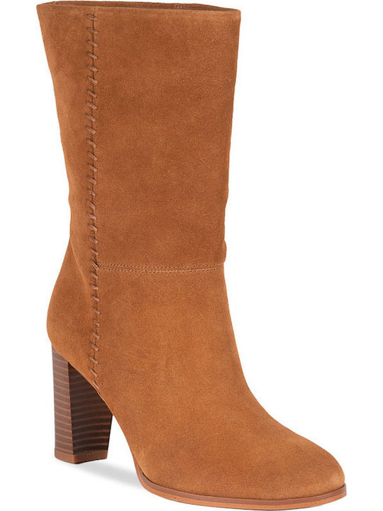 Clarks Karamo Suede Women's Boots with High Heel Tan