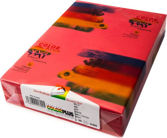 Color Plus 80gr/m² A4 500 φύλλα Κόκκινο