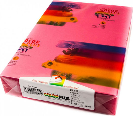 Color Plus 80gr/m² A4 500 φύλλα Φουξ