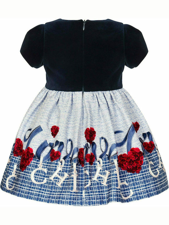 Balloon Chic Kids Dress Short Sleeve Navy Blue