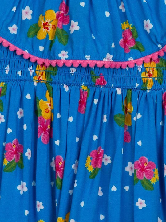 Girls Dress Sleeveless Floral Blue