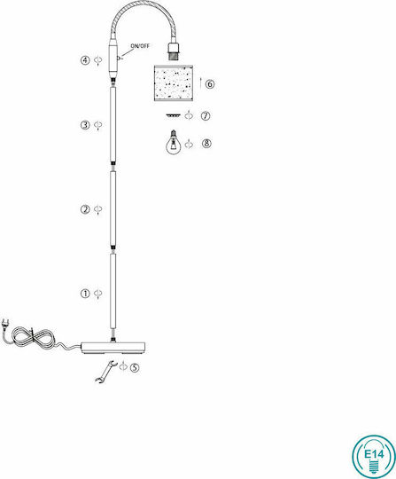 Trio Lighting Tommy Floor Lamp H130xW20cm. with Socket for Bulb E14 White
