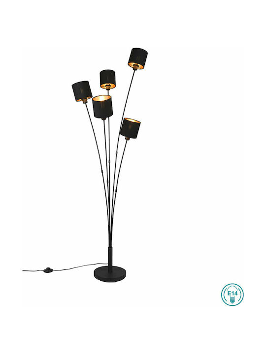 Trio Lighting Tommy Floor Lamp H163xW48cm. with Socket for Bulb E14 Black