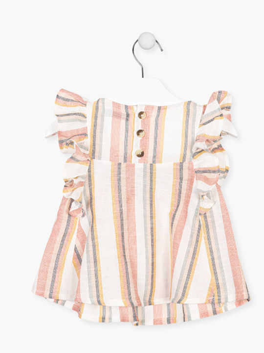 Losan Kids Dress Striped Short Sleeve Pink