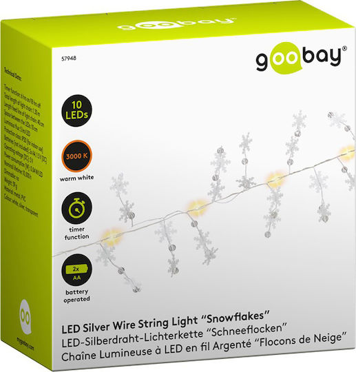 10 Lights LED 1.3m. Warm White Battery in String 1pcs