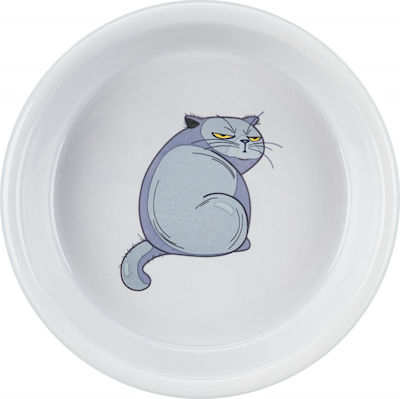 Trixie Grey Cat Ceramic Cat Plate for Food & Water Gray 250ml 13cm