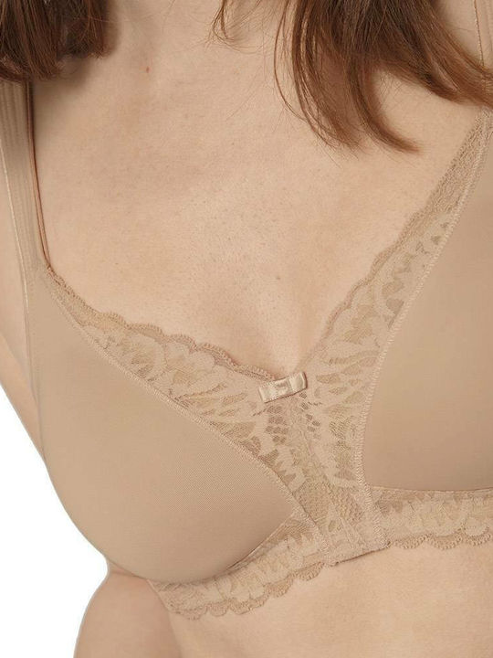 Modern Lace Μπεζ Σουτιέν χωρίς Ενίσχυση & χωρίς Μπανέλες