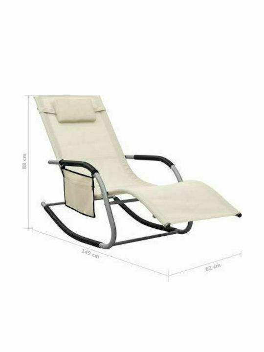 Liegestuhl Metallisch mit Textilene-Stoff Cream / Grey 149x62x88cm.
