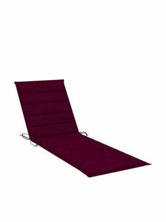 Liegestuhl Hölzernes mit Kissen & Rädern Grey / Bordeaux 200x63x85cm.