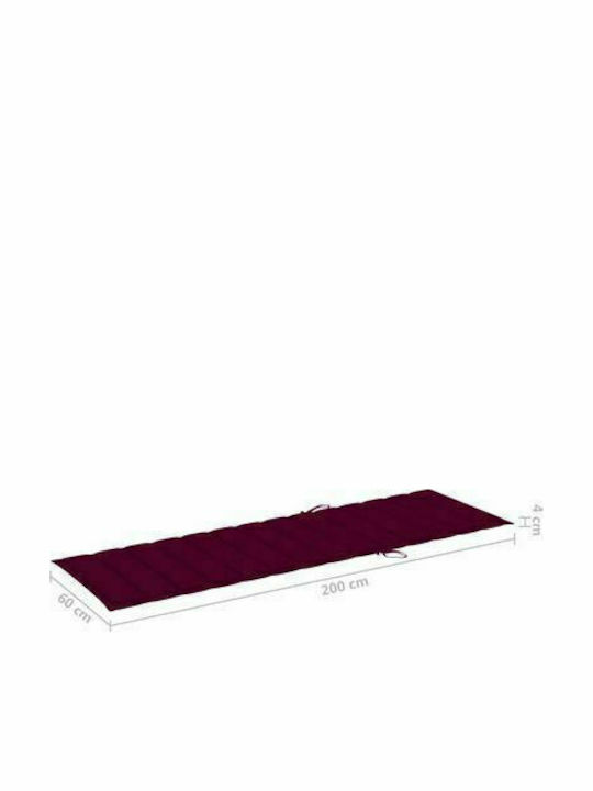 Liegestuhl Hölzernes mit Kissen & Rädern Grey / Bordeaux 200x63x85cm.