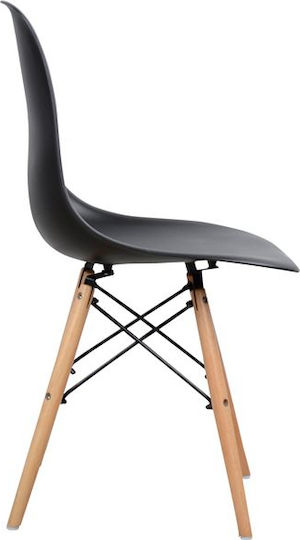 Twist PP Kitchen Polypropylene Chair Black Velvet-Black Metal 46.5x53x82cm