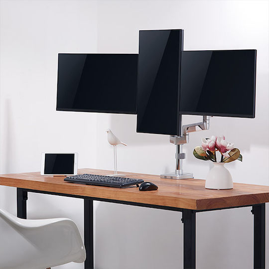 LogiLink BP0090 Βάση Γραφείου για 3 Οθόνες έως 27" με Βραχίονα Ασημί