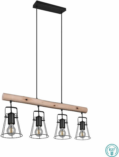 Trio Lighting Jaipur Pendant Light Beige Rail for 4 Bulbs E27 80x150cm