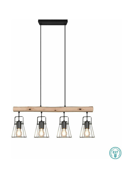 Trio Lighting Jaipur Hängend Kronleuchter Schiene für 4 Lampen E27 Beige