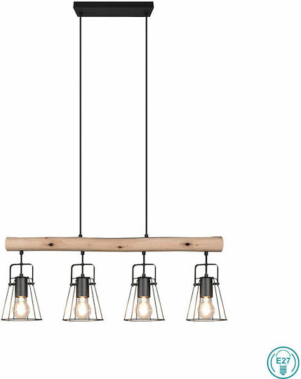 Trio Lighting Jaipur Pendant Light Beige Rail for 4 Bulbs E27 80x150cm