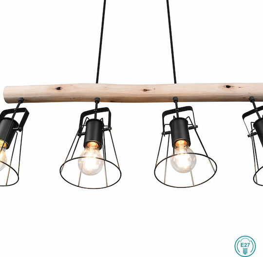 Trio Lighting Jaipur Pendant Light Beige Rail for 4 Bulbs E27 80x150cm