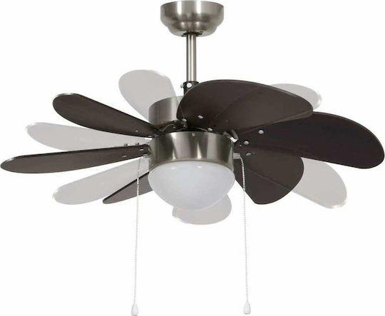 vidaXL Ventilator De Tavan 76cm Cu Lentile De Mărire Negru / Auriu