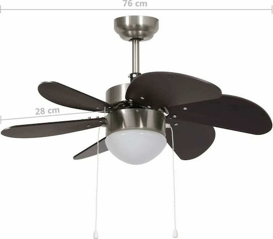 vidaXL Ventilator De Tavan 76cm Cu Lentile De Mărire Negru / Auriu