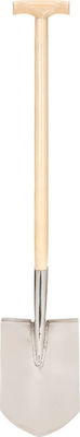 vidaXL Point Shovel T Grip Stainless Steel and Ashwood Flat Shovel with Handle 146147