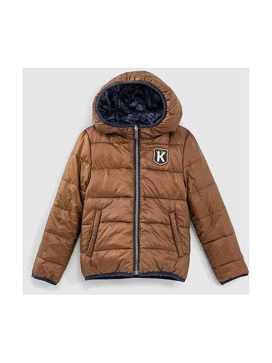 Ikks Kids Quilted Jacket short Double Sided Hooded Blue