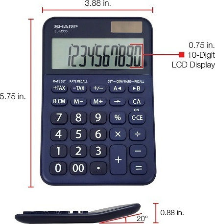 Sharp EL-M335 Calculator 10 Cifre în Culoarea Albastru 1buc