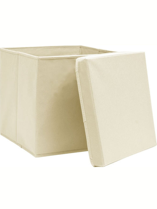 vidaXL Tesatura Cutie de Depozitare cu Capac Cream 28x28x28cm 10buc