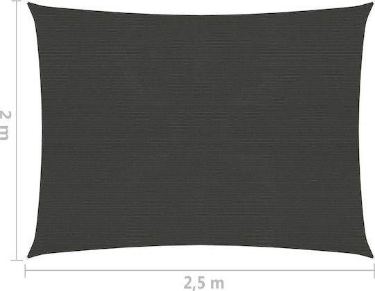 vidaXL Rectangular Shade Sail Gray With Hoop 2x2.5m 160gr/m²