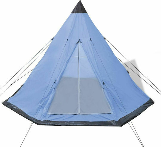 vidaXL Summer Camping Tent Teepee Blue with Double Cloth for 4 People 365x365x250cm